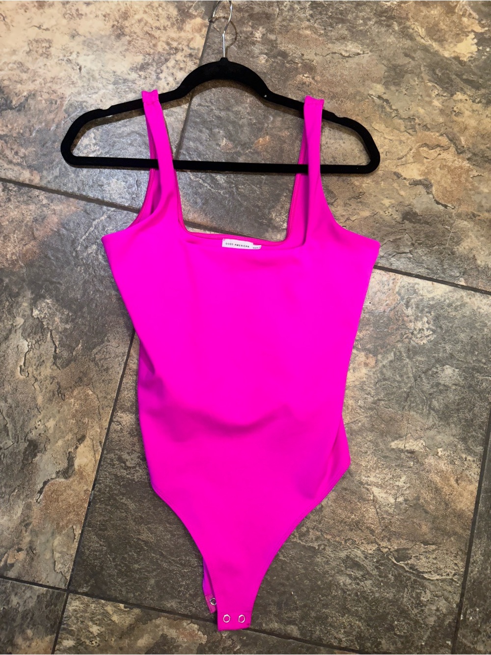 Good American Neon Pink/purple Square Neck Bodysuit